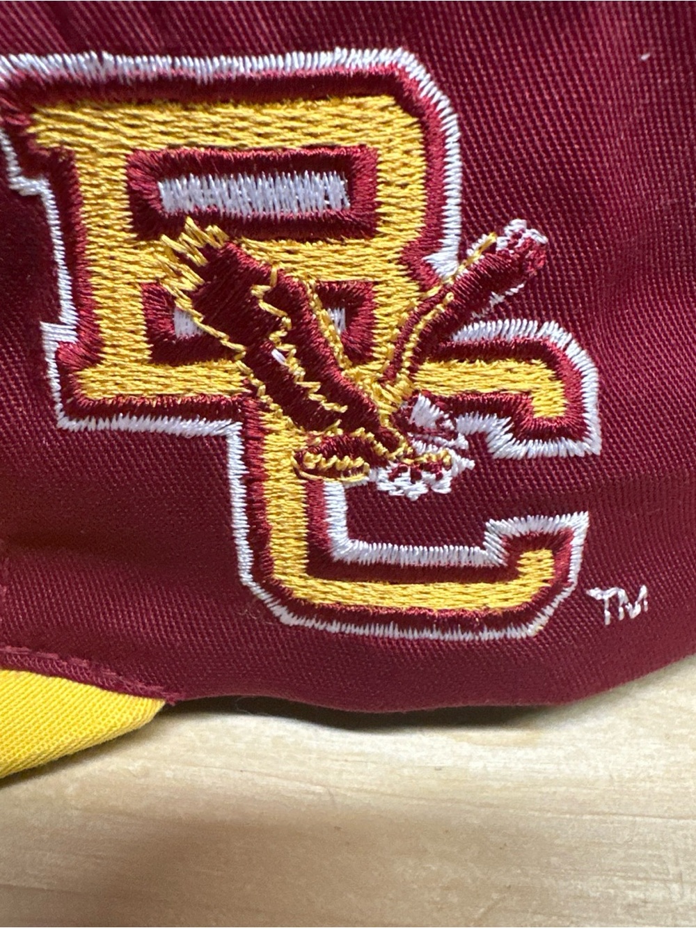 Vintage Boston College Embroidered BC Collegiate Logo Cap in Maroon and Gold